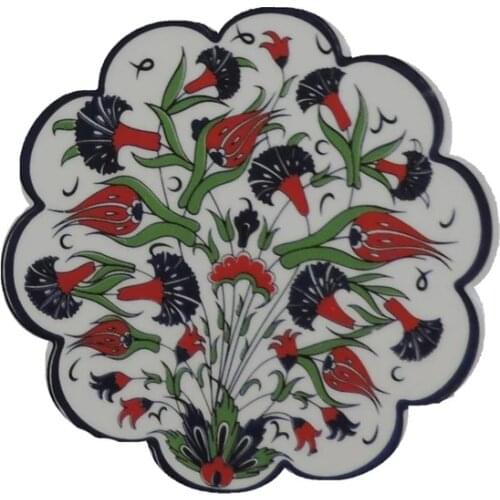 Modern Oğuz Tile 16Cm Thin Patterned Trivet vase jarrón ваза vaso مزهرية