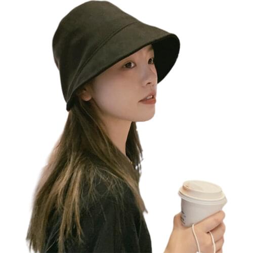 Sparsil Unisex Autumn Winter Suede Bucket Hat Women Solid Fashion Fishing Hats for Men Fisherman Cap Female Casual Hip Hop Caps