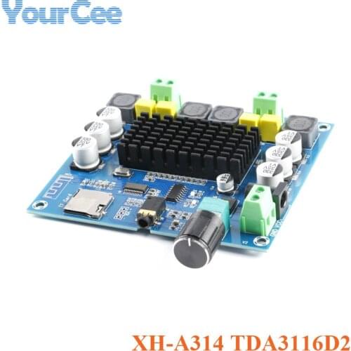 TDA3116D2 Bluetooth 5.0 XH-A314 2X100W 100W+100W Digital Power Amplifier Board Stereo Audio AMP Module AUX TF Card