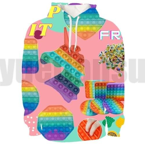 POP Fidget Tyle 3D POP It Hoodie Tops Fashion Rainbow Bubbles Clothes Hoodies Men Pullover Oversized Streetwear for Teenagers