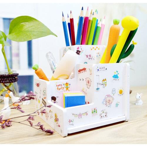 Large Capacity Cute Desk Pen Holder Pencil Storage Box Desktop Organizer Stand Case School Office Stationery