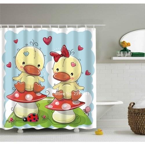 3D Marine Life Wildlife Shower Curtain Waterproof and Mildewproof Washable Childrens Cartoon Bathroom Decoration with Hook