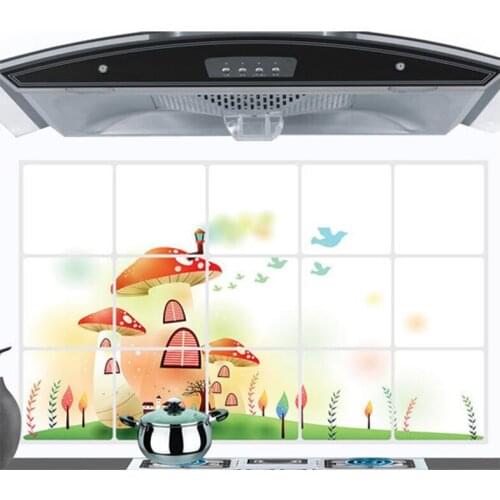Waterproof Oilproof High Temperature Sticker Kitchen Cabinet Home Decoration DIY Self-adhesive Wall Stickers Mushroom Wallpaper