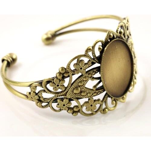 High Quality 18x25mm Bronze Brushed metal Bangle Base Bracelet Blank Findings Tray Bezel Setting Cabochon Cameo (L6-07)