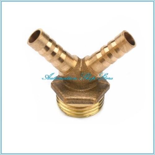 Y Type 8mm 10mm Hose Barb x 1/2" Male Thread Brass Barbed Fitting Coupler Connector Adapter For Fuel Gas Water