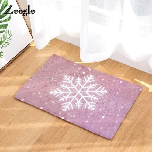 Zeegle Non-Slip Door Mats Snowflake Living Room Floor Carpets Bedroom Bedside Mats Decorative Stair Mats Absorbent Bathroom Rugs