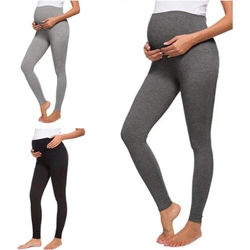 Women Maternity Trousers Pregnant Stretchy Slim Skinny Leggings Solid Color Warm Soft Cotton Pants High Waist Pencil Pants