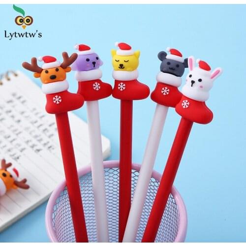 1 Pieces Lytwtws Cute Christmas Gel Pen Santa Claus Cartoon Stationery Office School Supplies Kids Gift Lovely Creative Pens