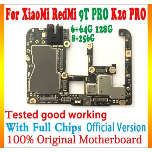 100% Original Unlocked Logic board For Xiaomi Redmi Hongmi K20 PRO 9T PRO Motherboard 64GB 128GB logic board With chips Plate