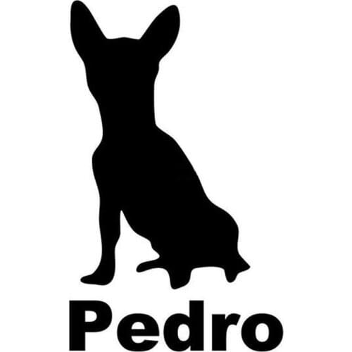 16.5*10CM PEDRO Chihuahua Dog Reflective Car Stickers Decorative Decals Car Accessories Black/Silver C1-0040