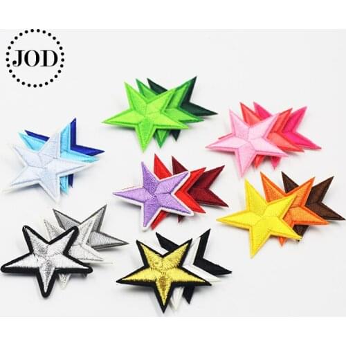 23 Pieces Lot Mixed Silver Golden Star Iron on Patches for Clothing Embroidery Clothes Patch Applique Sticker Pentagram Badges