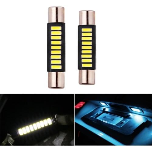 2x Car Interior Led Lights Festoon C5W C10W 29/31 MM For Auto License Plate Lamp 6000K Warm White Ice Blue Double Tip Diode Bulb