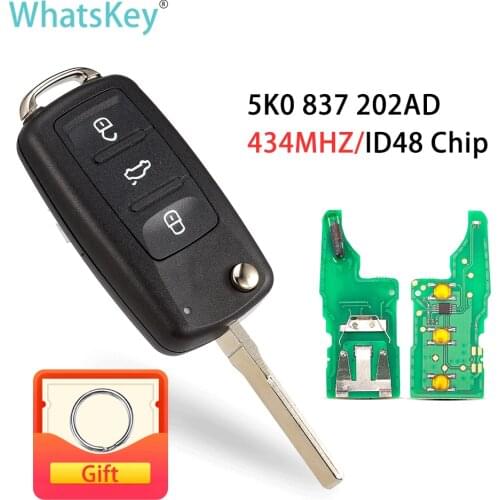 WhatsKey For VW 5K0837202AD 3 Buttons Car Remote Key Fit For Volkswagen Polo Passat Beetle Eos Golf Jetta Tiguan 5K0 837 202 AD
