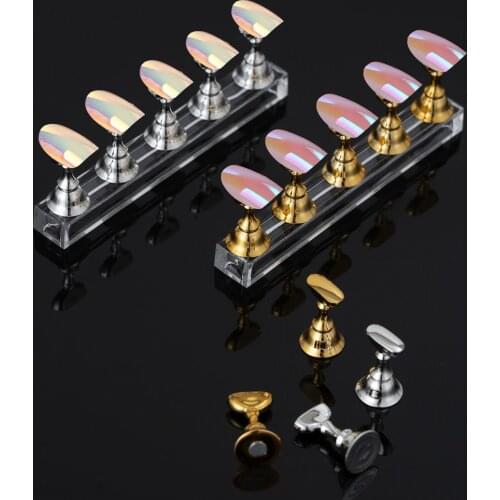 5 Pcs /set False Nail Tips Display Stand Holder Set Magnetic Clear Showing Shelf Practice Holders Manicure Salon Tools