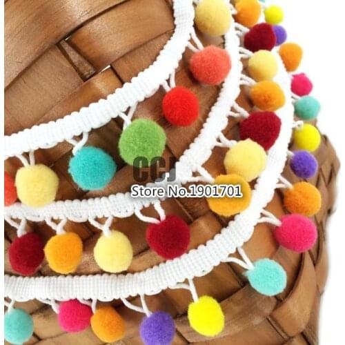 5Yards colorfuly Tiny Pom Pom Trim (pom size 15mm), Pom Trim, Pompom trim Decoration Tassel Ball Fringe Ribbon DIY Materials