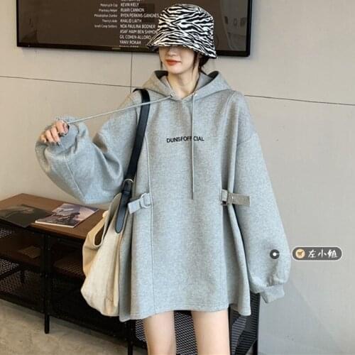 #7107 Gray Black Hoodies Sweatshirt Tops Pullovers Women Hoodie Spring Autumn Coat Women Print Korean Style Casual Loose Top