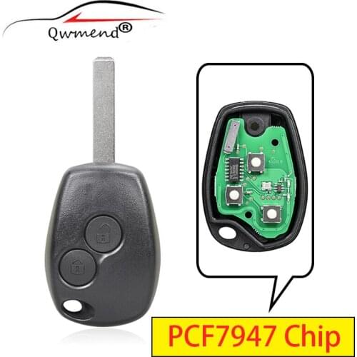 QWMEND PCF7947 Chip 2 Button Car Remote Key for Renault Megane Modus Clio Kangoo Logan Sandero Duster Car Key 434Mhz