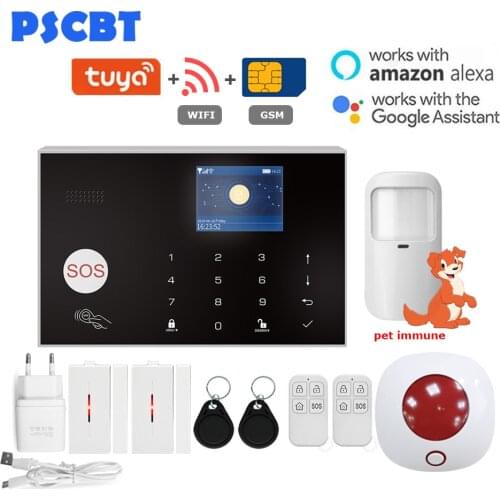 Wireless GSM Alarm Tuya Wifi Security System Alarm Intercom Remote APP Remote Control IOS Android Touch Keyboard 433MHz Detector