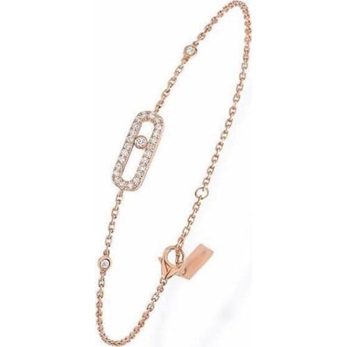 SLJELY High Quality Pure 925 Sterling Silver 3 Gold Colors Move Activity Bead Bracelet Micro Zirconia Stones Women Brand Jewelry