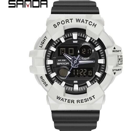 SANDA Fashion Womens Sports Watches Military Waterproof Watch Analog Digital Watch Ladies Clock Casual Relogio Feminino 3037