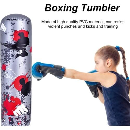 Children Inflatable Boxing Bag Training Exercise Punching Bag Stand Fitness Equipment Boxing Muay Thai Pressure Relief Tumbler