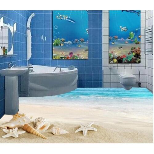 Photo wallpaper mural floor Beach Custom Photo self-adhesive 3D floor PVC waterproof floor Beach floors