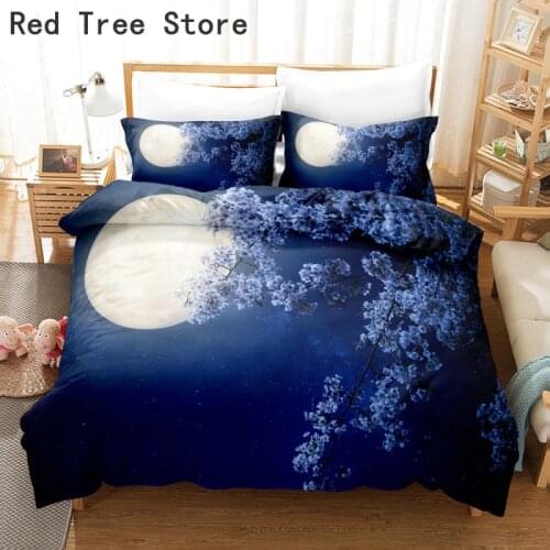 Sea Moonlight View Art Design Bedding Set Home Textiles King Queen Size Adult 2/3pcs Bedclothes Duvet Cover Bedspread Bed Linen