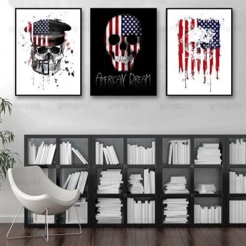 Cartoon Art Canvas Painting American Skull Gothic Living Room Bedroom Study Studio Wall Emo Home Decoration Printing Hd Poster