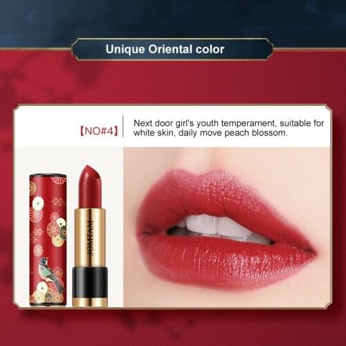 Chinese Style Lipstick Set Box Gold Tube Lipstick Makeup Non-discoloring Lipstick Set TSLM1