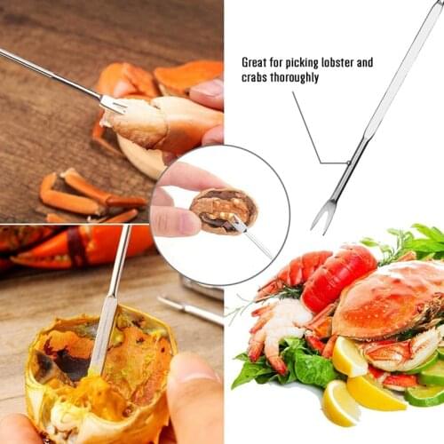 12 Piece Seafood Tool Kit Stainless Steel Crab Leg Cracker and Forks Nut Cracker Set Shellfish Sheller