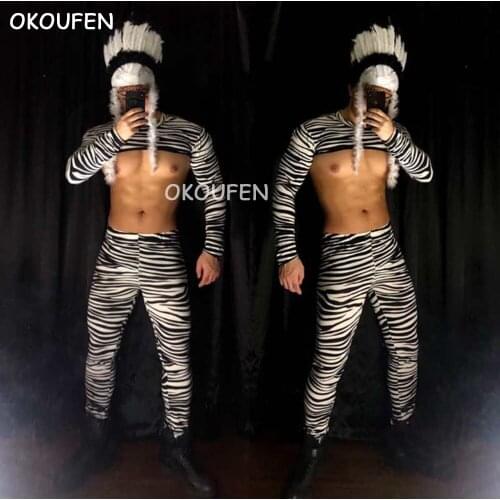Nightclub bar Men singer Dj animal tight-fitting costumes Party cosplay night scene performance Set