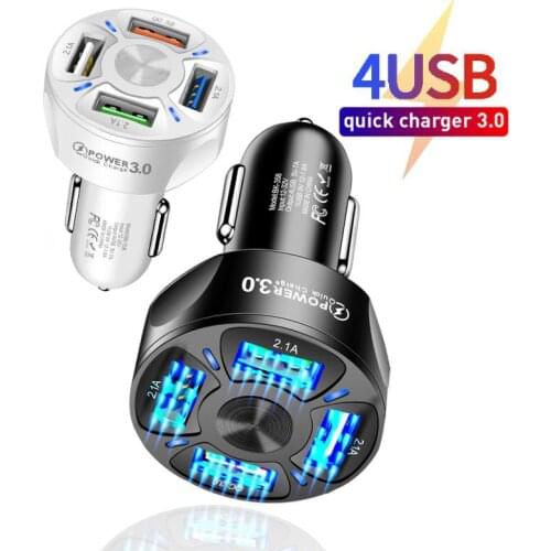 NEW Quick Charge 3.0 Fast Charging 4 USB Car Charger For Samsung Xiaomi Car-Charger For iPhone 11 QC 3.0 Mobile Phone Chargers