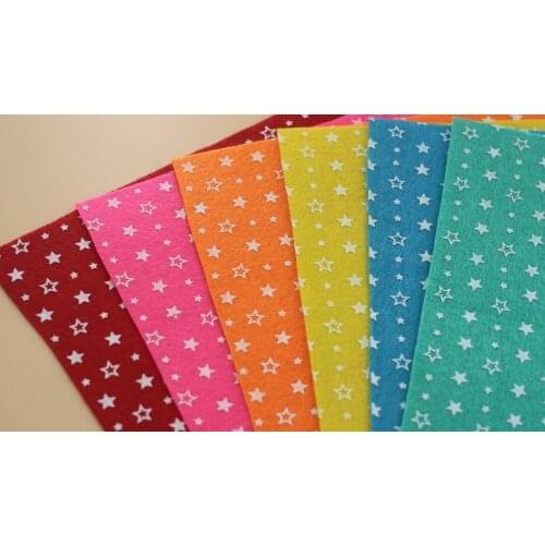New Design 6 Colors 1MM 29x29cm Fivestar Printed Nonwoven Polyester Felt Fabric, Fieltro feltro