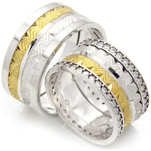 Couple Wedding Ring Sterling Silver 925 Woman And Man Luxury Jewelry Bands Fashion Engagement Anniversary SILVERFONI Gift Box