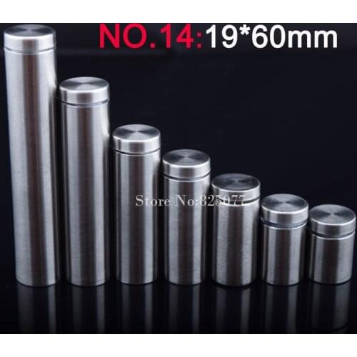 19*60mm Stainless steel fasteners advertisement glass standoff hollow screw glass cabinet display screw 500PCS wholesale KF846