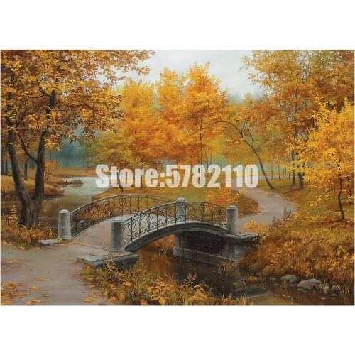 Fall Landscape 5D Diy Diamond Painting Cross Stitch Diamond Embroidery Bridges Lakes & Rivers Hobbies And Crafts Mosaic Kits