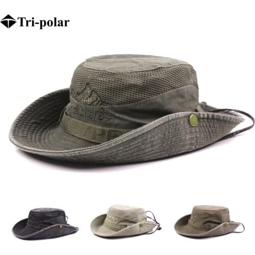 Tri-polar Hiking Hat Men Wide Brim Foldable Cap Summer Hat Sun Protection Hunting Hat Hiking Fishing Camping Outdoor Sport Caps