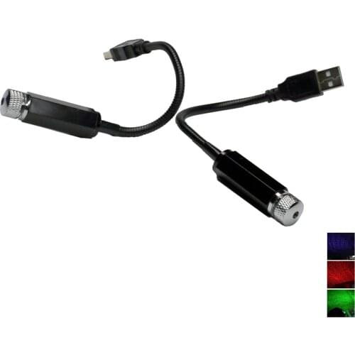 2Pcs Universal USB LED Star Projector Neon Atmosphere Ambient Lamp Car Roof Interior Starry Sky Night Light Romantic