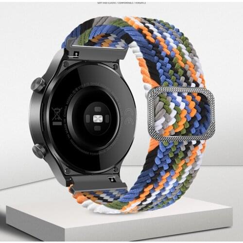 22mm 20 mm Watch Strap Braided Solo Loop Nylon fabric Elastic Adjustablt Bracelet for Samsung Galaxy watch 3 46mm Huawei GT2 Pro
