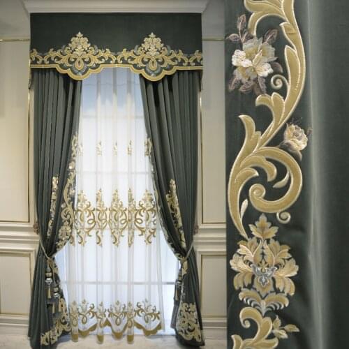 Luxury Green Turquoise Velvet blackout curtains for living room bedroom window Solid Grey Purple thermal drapes curtain