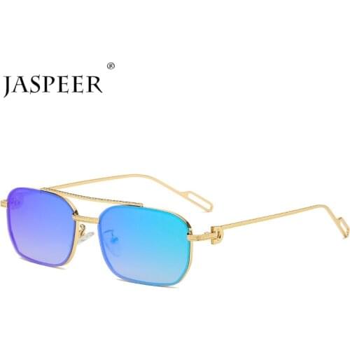 JASPEER 2021 New Steampunk Mirror Sunglasses For Men UV400 Rectangular Sun Glasses Women Vintage Punk Colorful Eye Accessories
