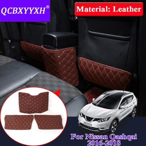 QCBXYYXH Car Styling 3pcs Leather For Nissan Qashqai 2016-2018 Car Seat Back Anti-Kick Pad Cover Internal Decoration Covers