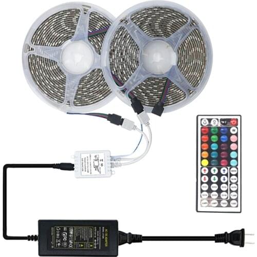 SZYOUMY 10M LED Strip Light 5050 RGB 300LED Flexible Strip Light Set + 44 Keys Remote Controller + 12V 3A Power Supply Adapter