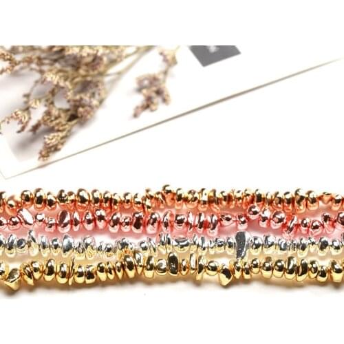 High Quality 4-7mm 4 Color Natural Hematite Stone Chip Shape Necklace Bracelet Jewelry DIY Gems Loose Beads 15 Inch wk14