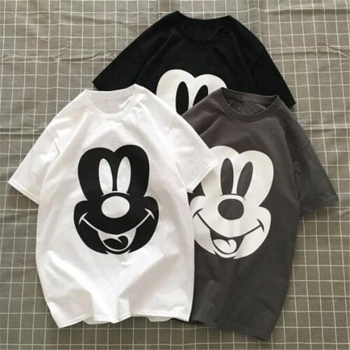 Disney Summer T-shirt Women Cartoon Mickey Mouse Short Harajuku Short-sleeved T-shirts Female White Tops Tee Shirt Loose Femme