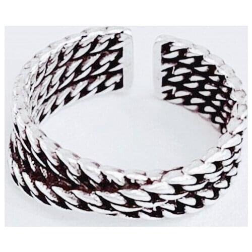 Sole Memory Retro Personality Weaving Thai Silver Creative Fashion 925 Sterling Silver Female Resizable Opening Rings SRI450