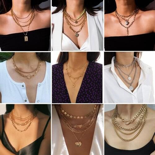 Necklaces For Women Punk Collar Necklace Personality Hip Hop Large Thick Aluminum Gold Thick Chain Necklace Ladies Jewelry