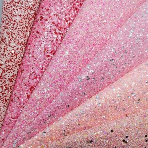 1PC 21X29CM Synthetic Letaher, Cuero Sintetico PINK CHUNKY GLITTER LEATHER For Making Bows Accessories S164C