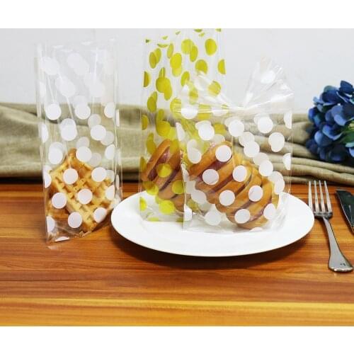 10pcs 21x13cm Clear Cookie Bag Plastic Transparent Bags Cellophane Polka Dot for Candy Packing Wedding Party Gift Packaging Bag