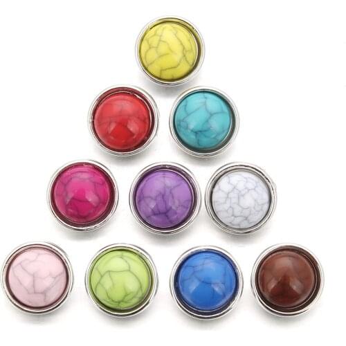 10Pcs/lot Wholesale Resin Multicolor Mixed Stone Buttons 12mm Xinnver Snap For Leather Bracelet &Bangle DIY Jewelry